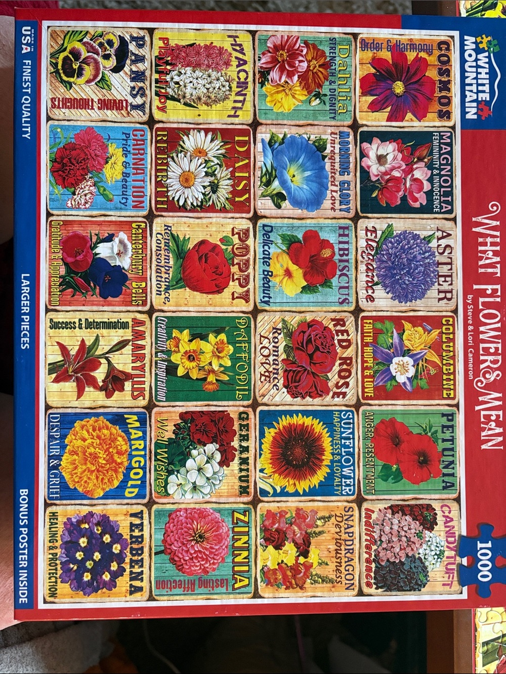 White Mountain Colorful Floral Seed Packet Puzzle - Multi-Color 1000 Pieces
